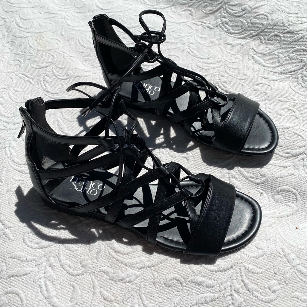 Size 7 Franco sarto black tie up sandals